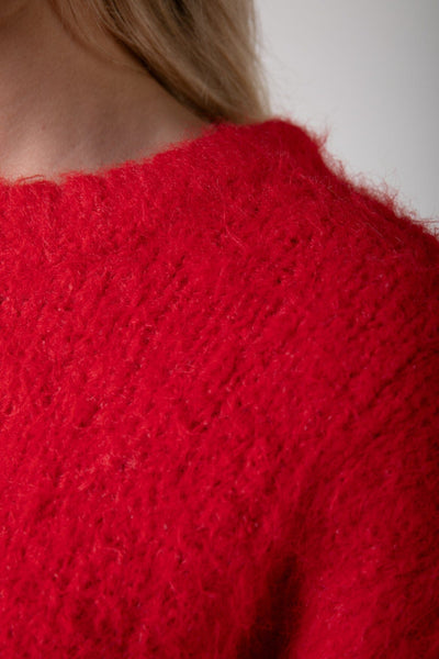 Colourful Rebel Olivia Crewneck Knitted Sweater | Scarlet Red 