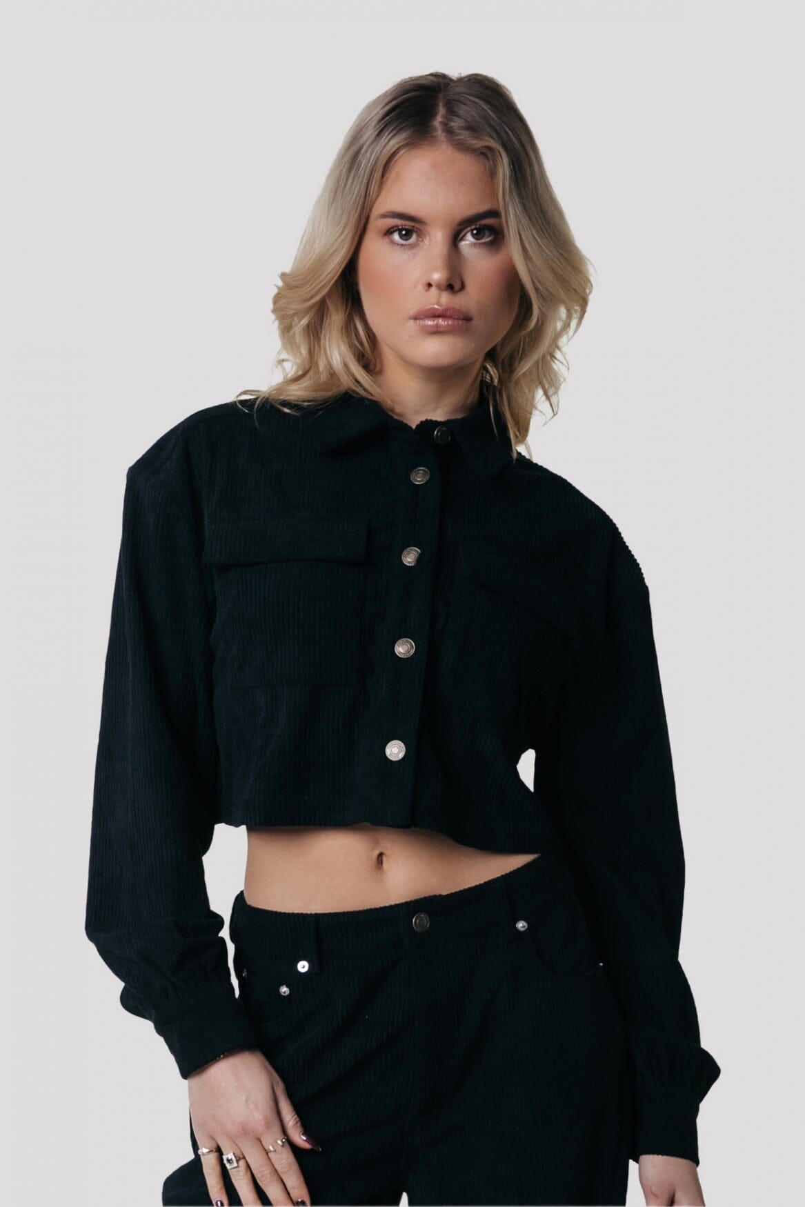 Colourful Rebel Olle Corduroy Blouse | Black 8720867038658