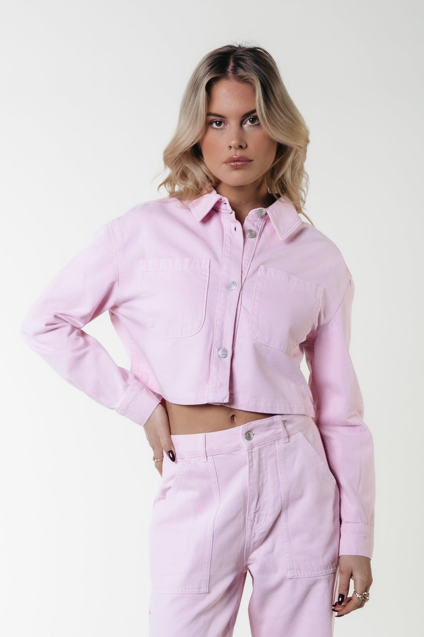 Colourful Rebel Olle Uni Cropped Blouse | Candy Pink 