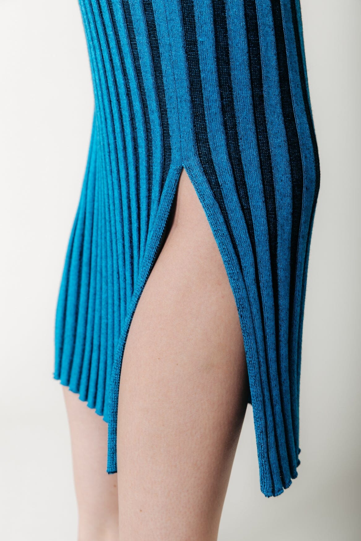 Colourful Rebel Orla Striped Knit Midi Skirt | Light Ocean Blue 
