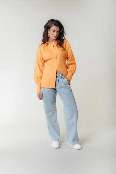Colourful Rebel Phyline Uni Buttondown Blouse | Tangerine 