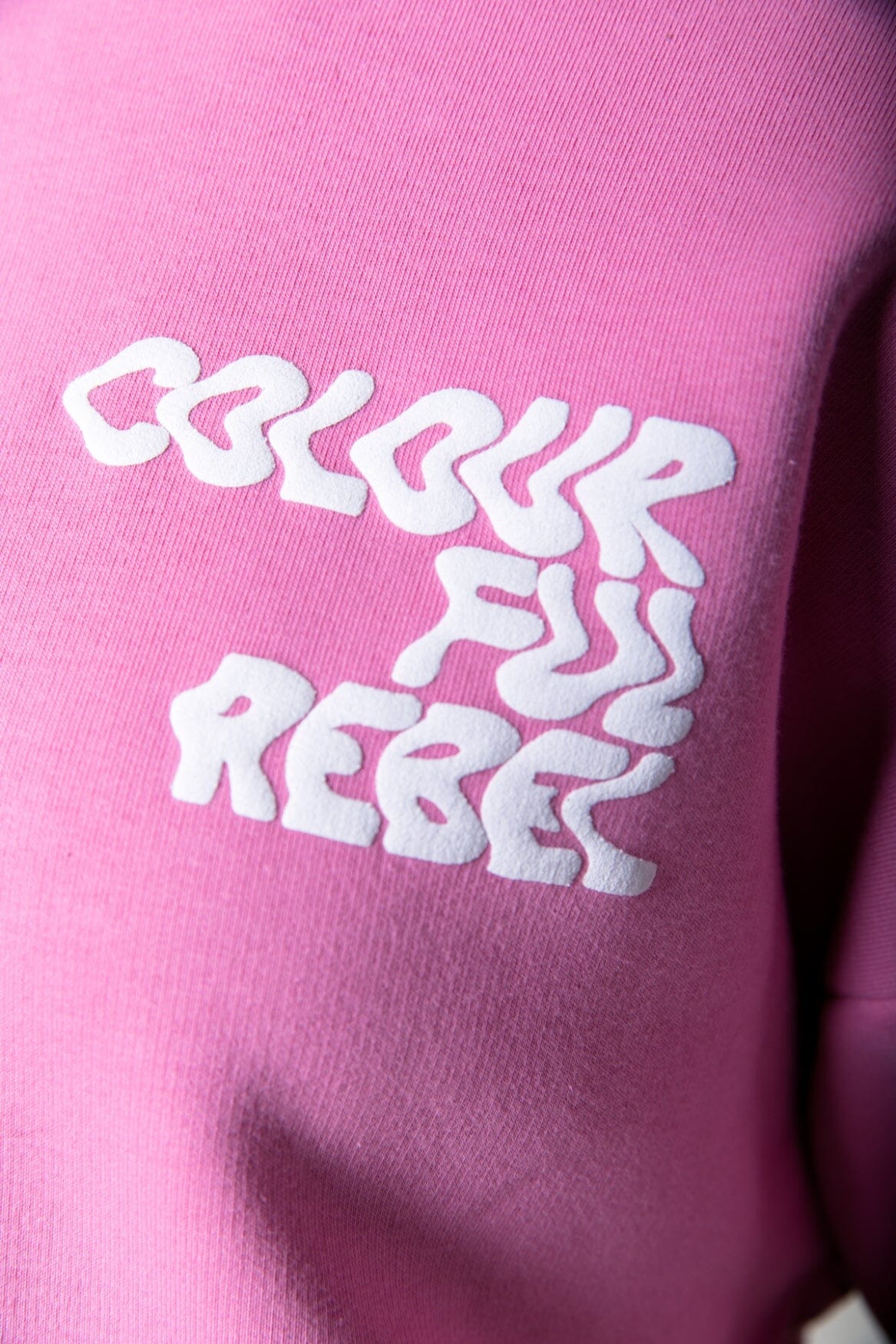 Colourful Rebel Puff Logo Cropped Hoodie | Medium pink 