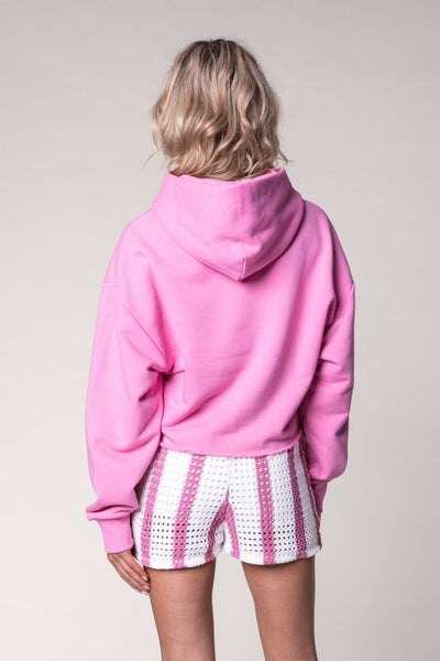 Colourful Rebel Puff Logo Cropped Hoodie | Medium pink 