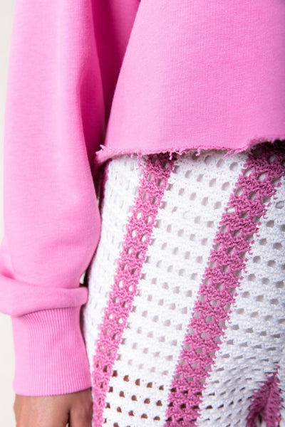 Colourful Rebel Puff Logo Cropped Hoodie | Medium pink 