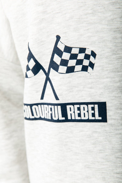 Colourful Rebel Racer Logo Dropped Shoulder Sweat | Light grey 