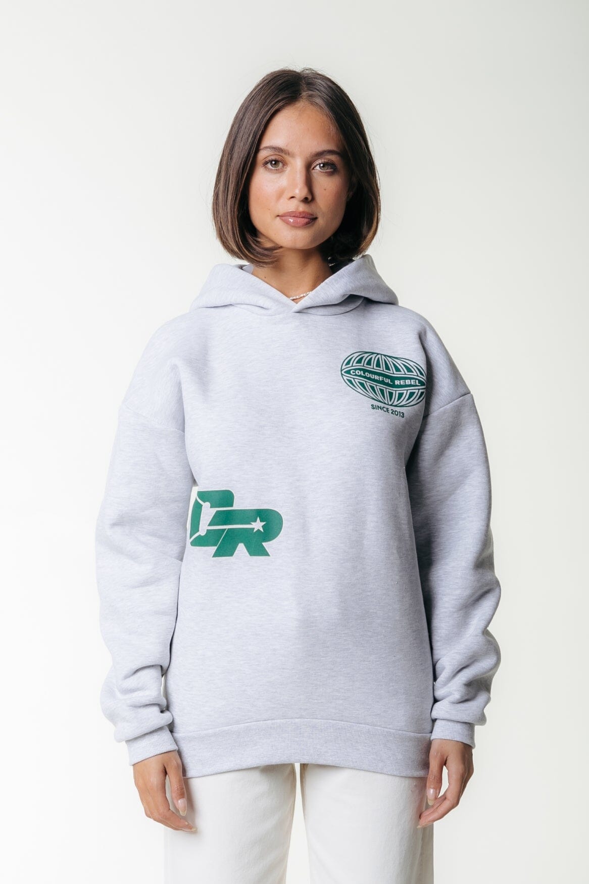 Colourful Rebel Racer Logo Hoodie | Light grey melange 8720867058489