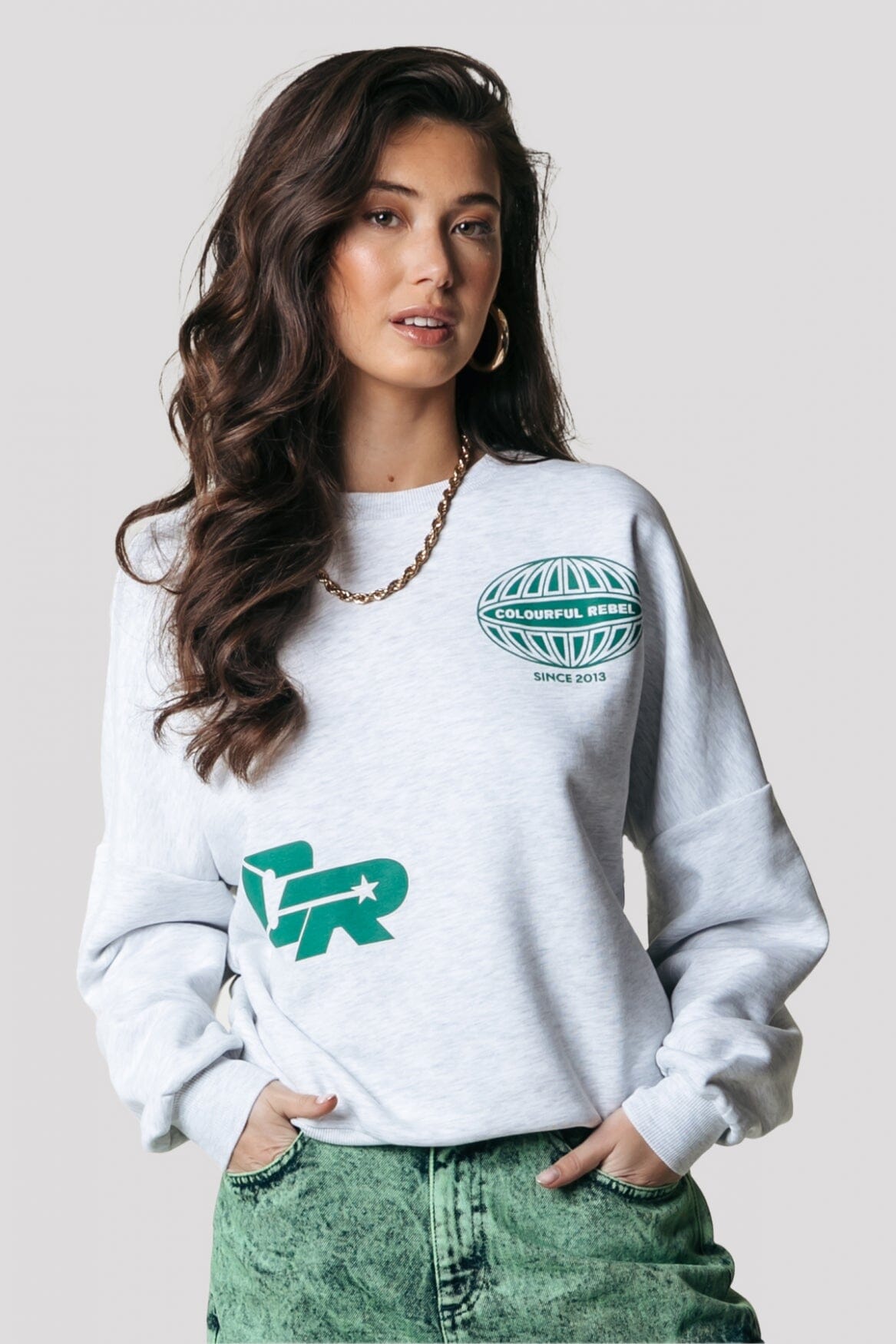 Colourful Rebel Racer Logo Sweat | Light grey melange 8720867026747