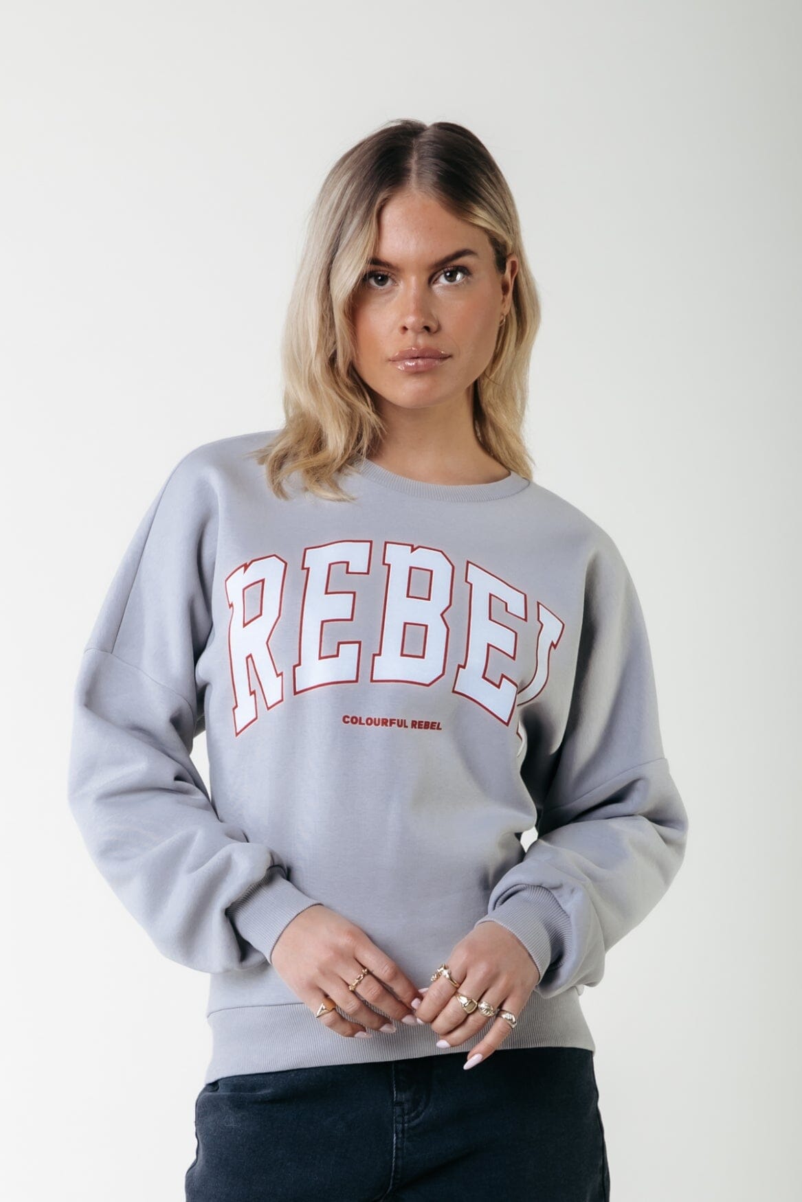 Colourful Rebel Rebel Dropped Shoulder Sweat | Light grey 8720867050063