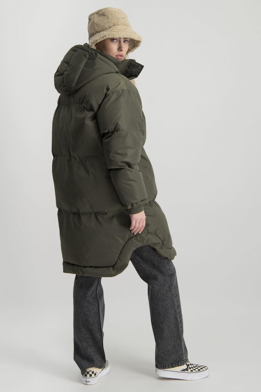 Colourful Rebel Resy Long Puffer Jacket | Army 
