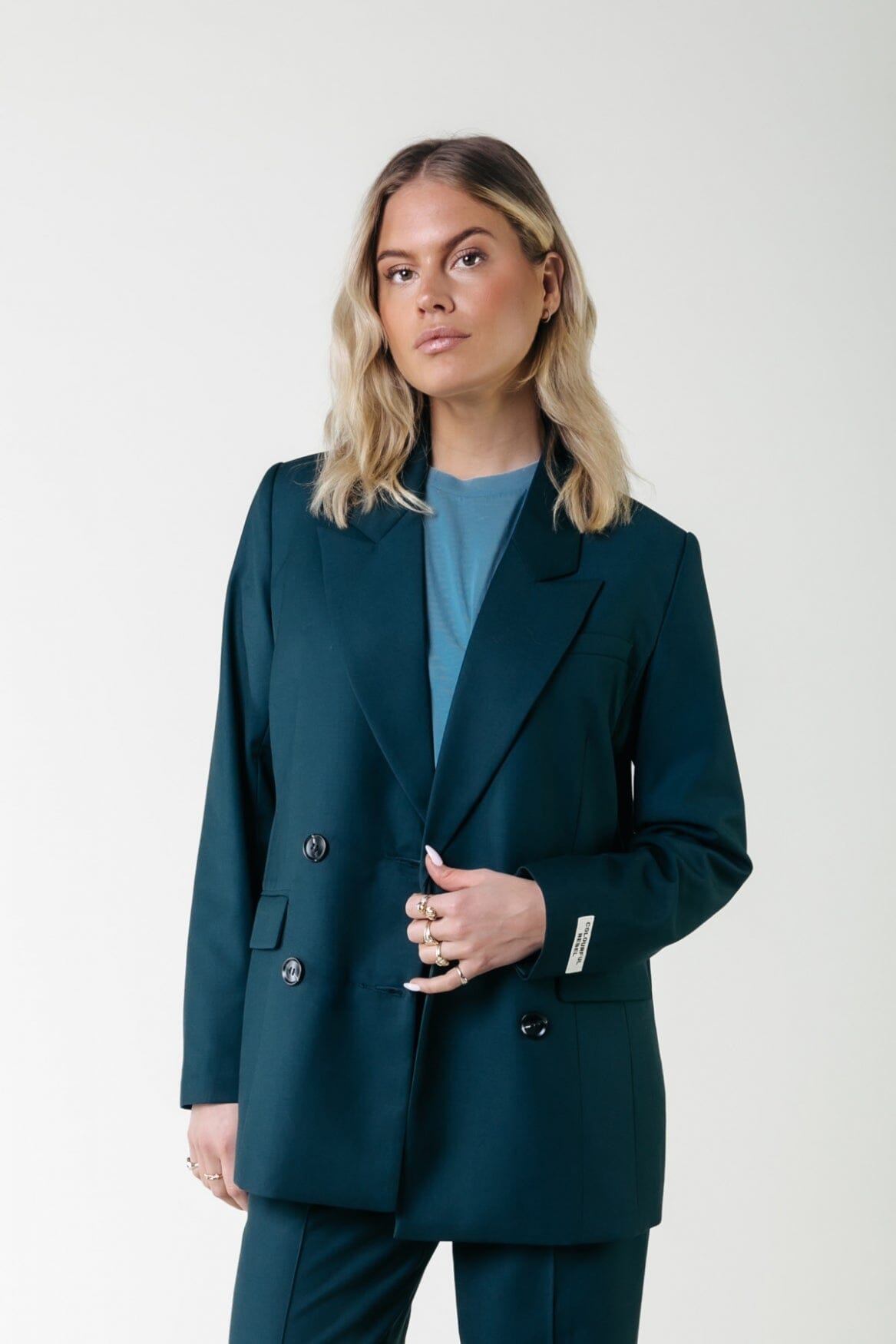 Colourful Rebel Rikki Uni Double Breasted Blazer | Pine green 8720867051282