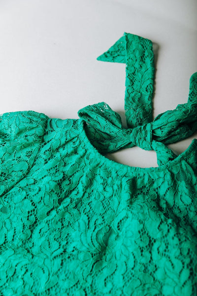 Colourful Rebel Romee Lace Bow Top | Bright green 