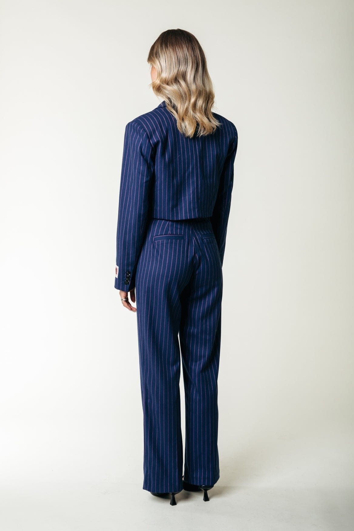 Colourful Rebel Rus Pinstripe Pintuck Straight Pants | Dark blue 