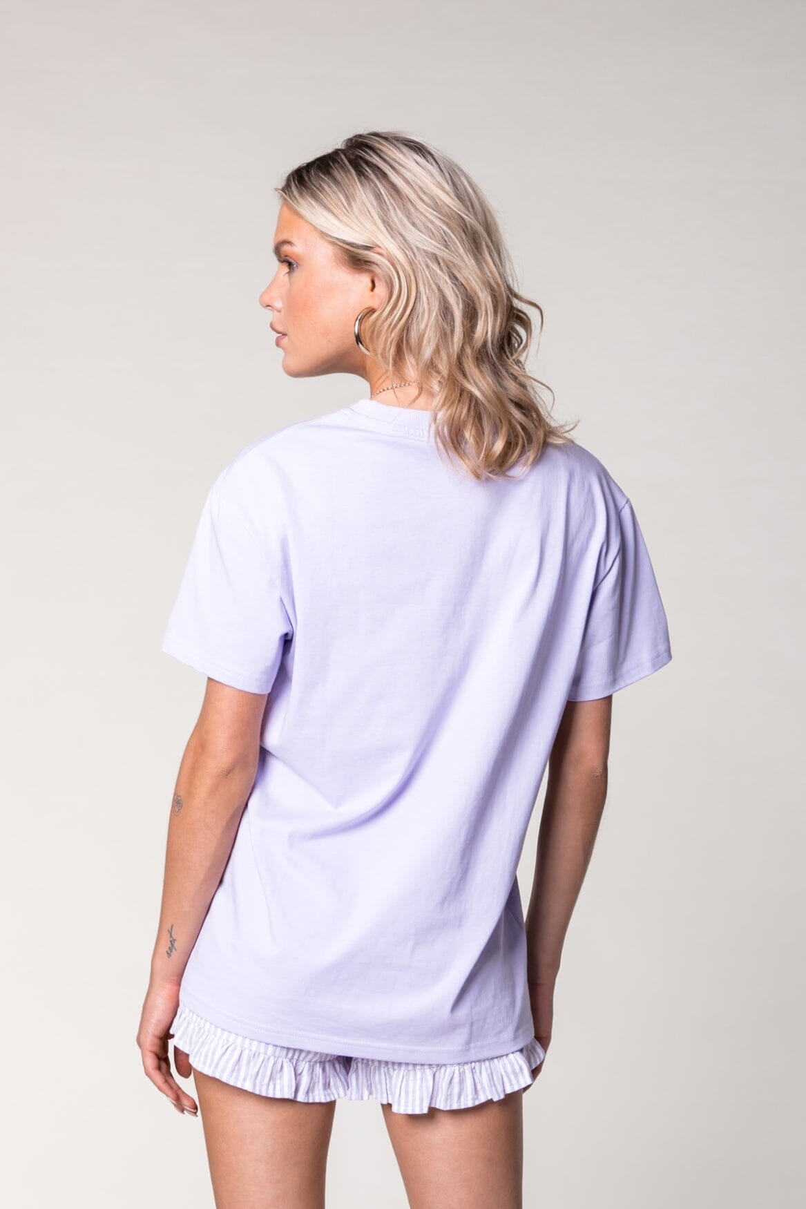 Colourful Rebel Sensa Striped Ruffle Short | Pastel Lilac 