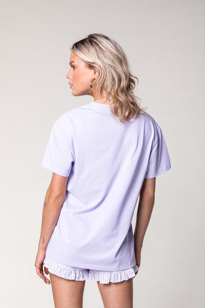 Colourful Rebel Sensa Striped Ruffle Short | Pastel Lilac 