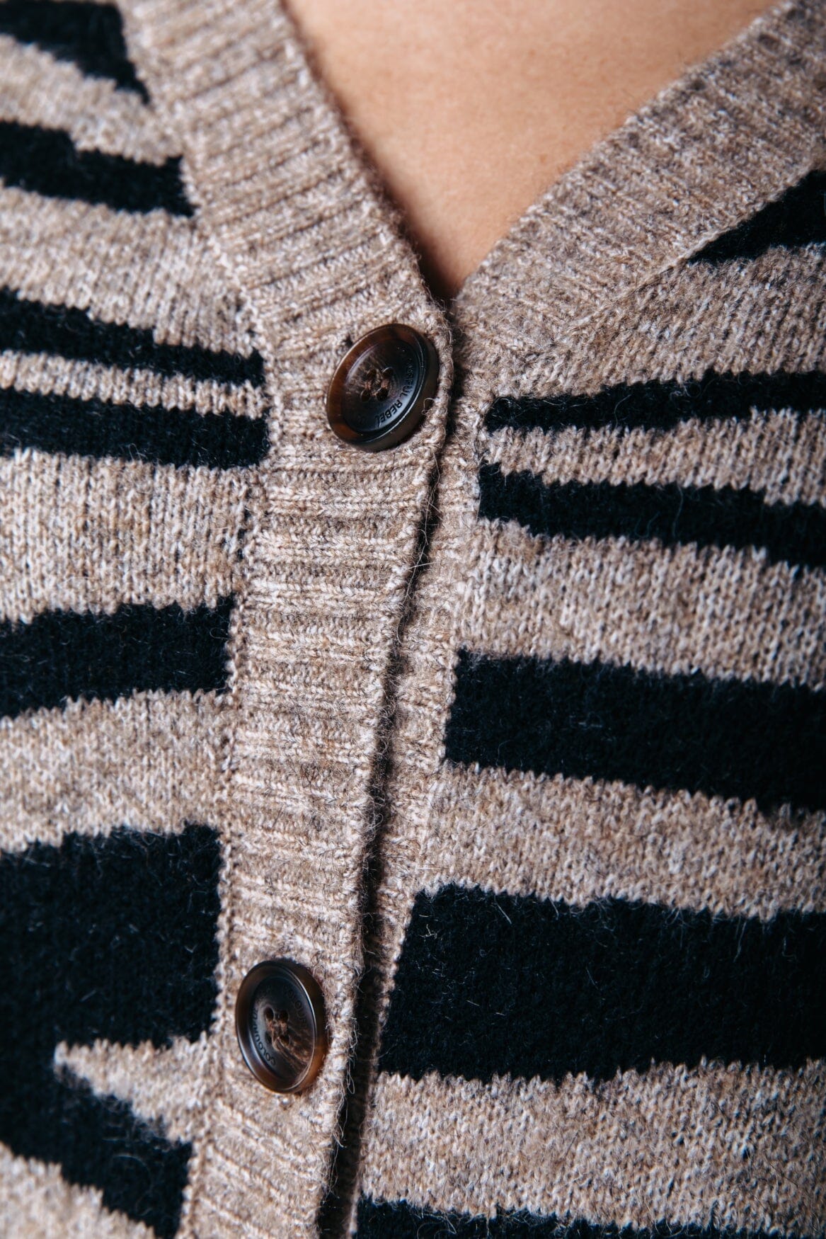 Colourful Rebel Shara Zebra Knitted Cardigan | Brown 