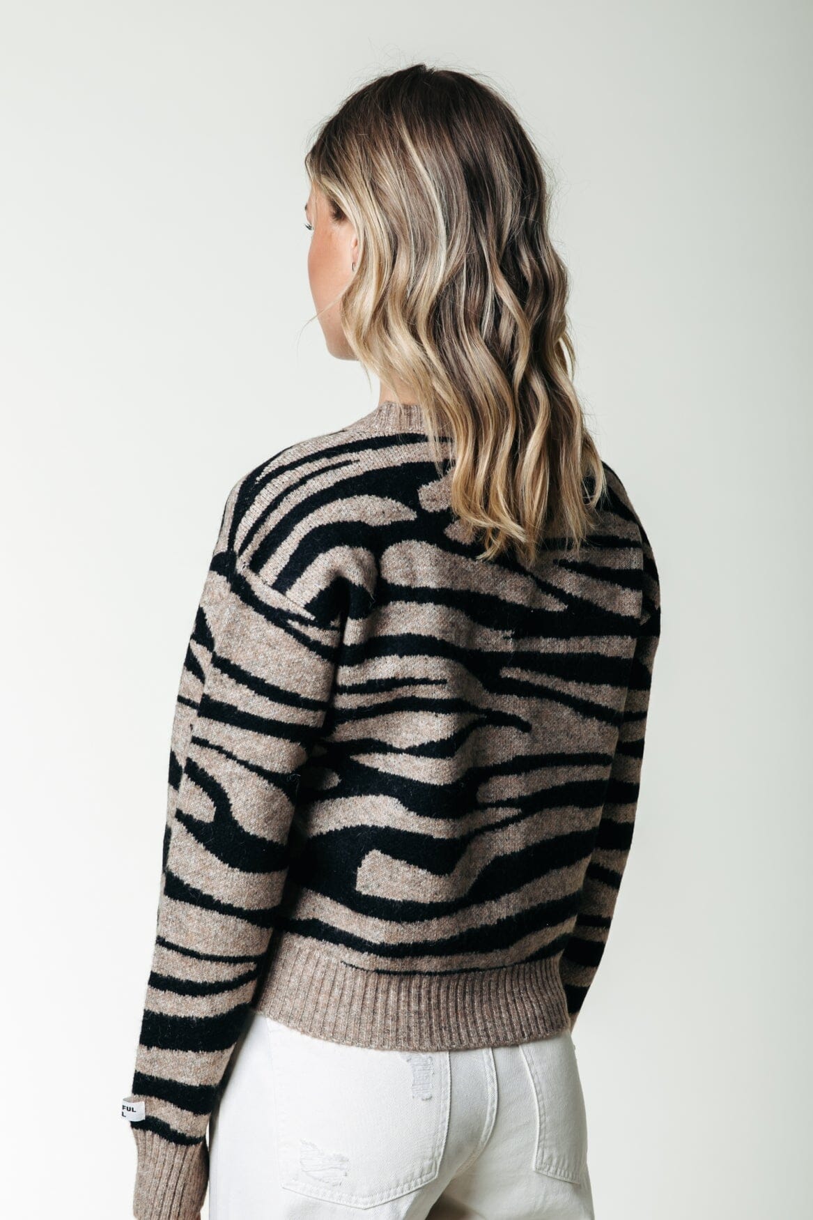 Colourful Rebel Shara Zebra Knitted Cardigan | Brown 