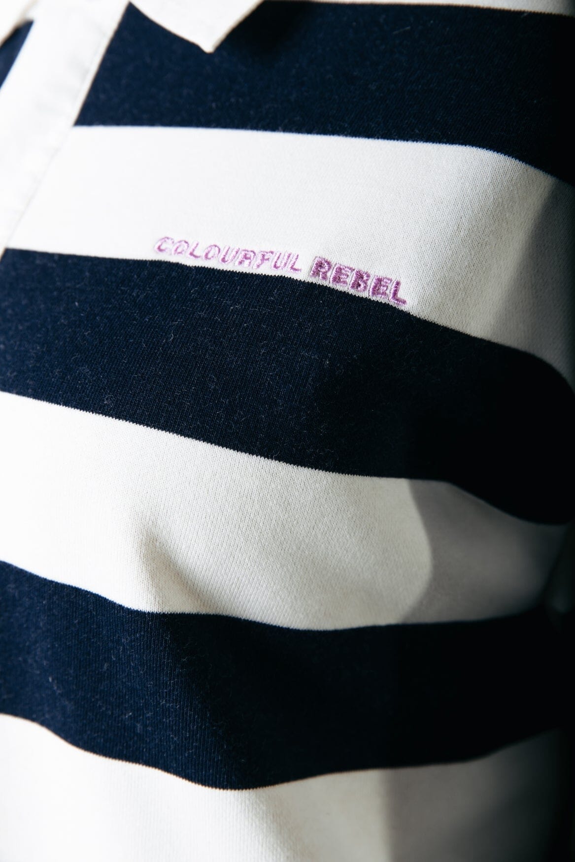 Colourful Rebel Skyler Striped Boyfriend Polo | Navy 