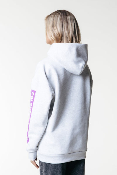 Colourful Rebel Sleeve Logo Clean Hoodie | Light grey melange 