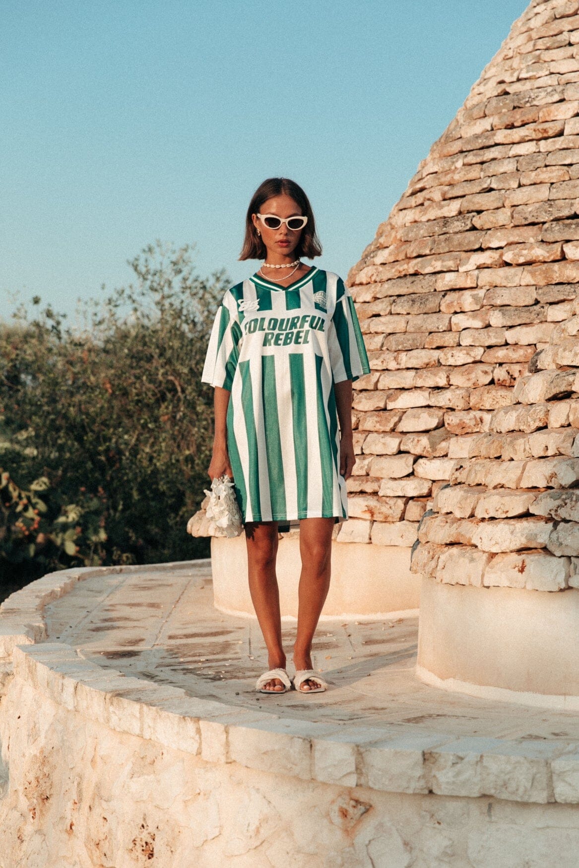 Colourful Rebel Taylie Striped Football Tee Dress SS | Dark green 8720867062561