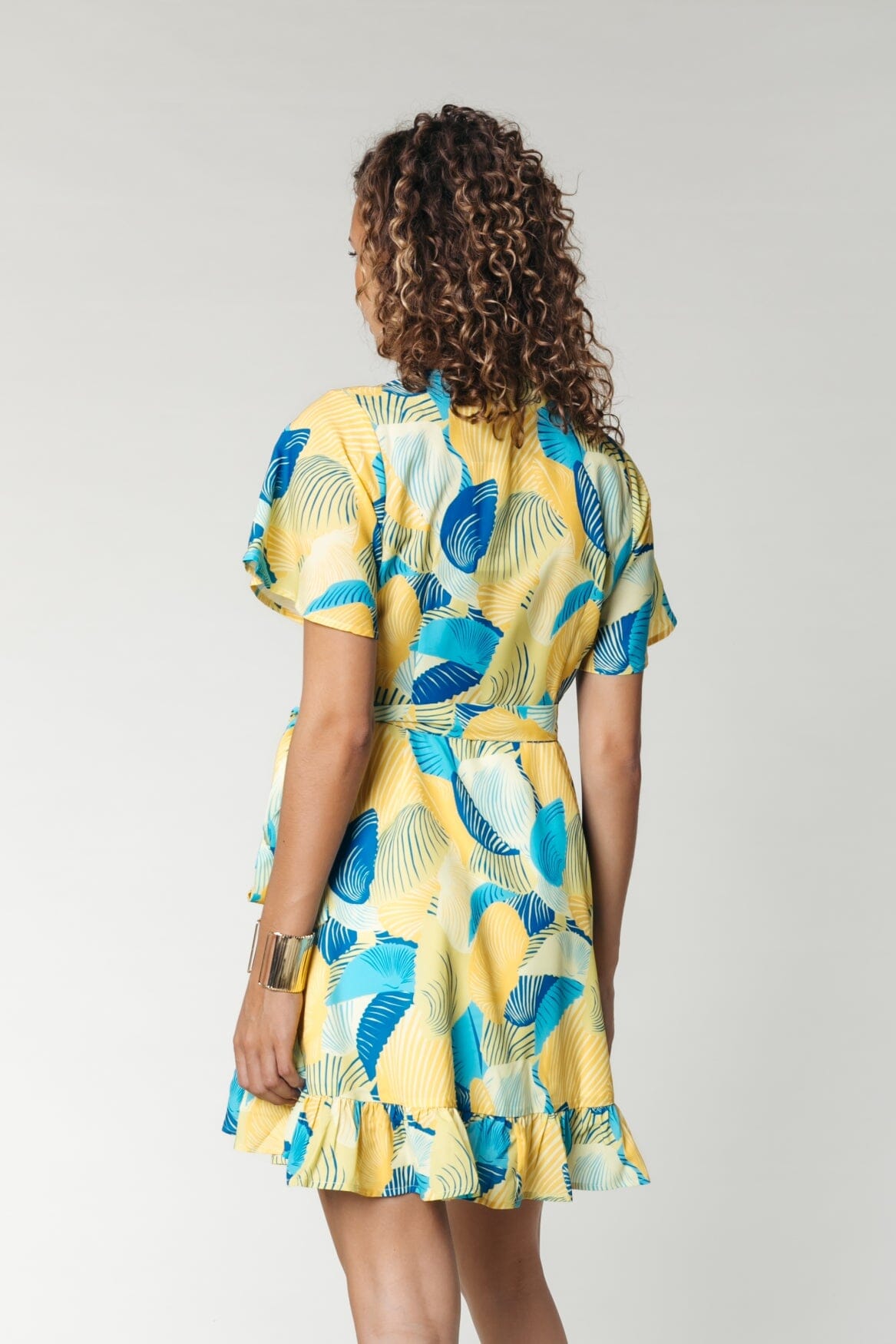 Colourful Rebel Telsi Shell Short Sleeve Real Wrap Dress SS | Washed Yellow 