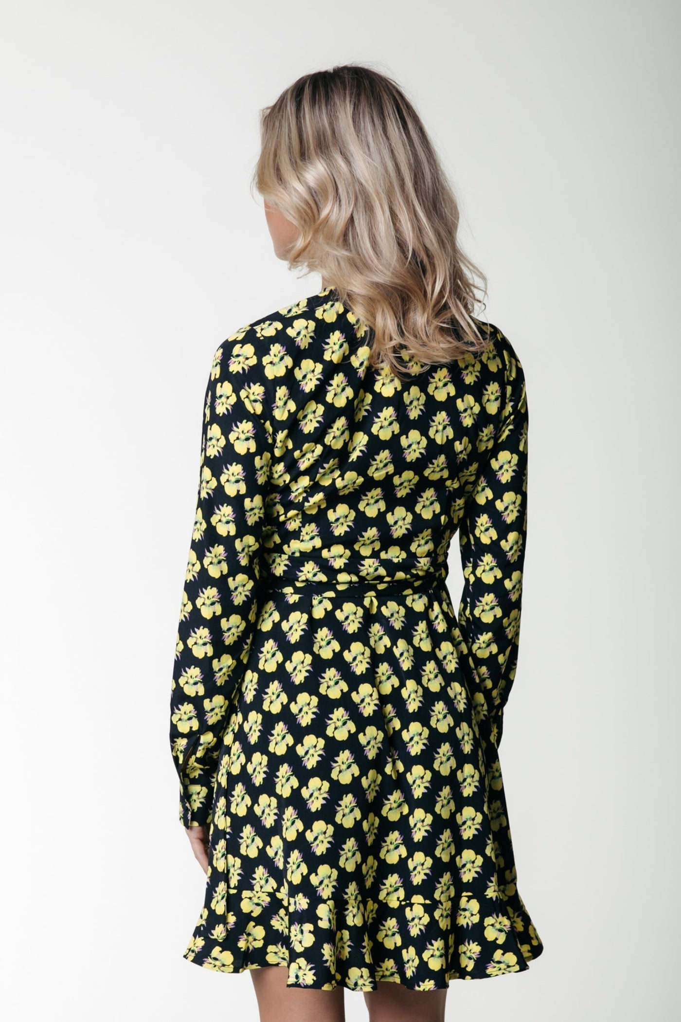 Colourful Rebel Telsi Small Flower Wrap Dress | Bright yellow 