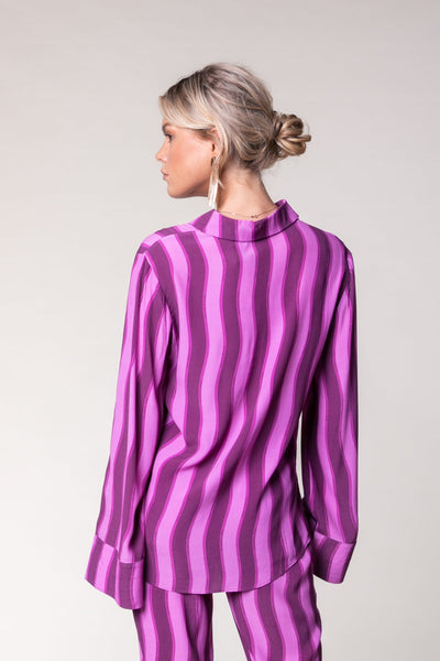 Colourful Rebel Tia Stripes Kimono Sleeve Blouse | Purple 
