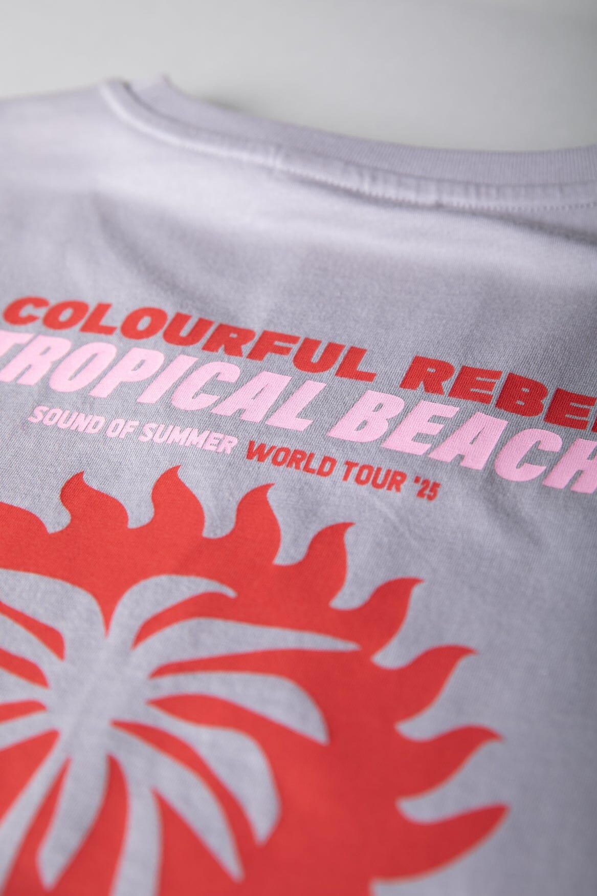 Colourful Rebel Tropical Beach Tour Boxy Tee | Light grey 