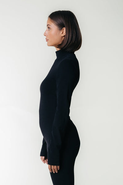 Colourful Rebel Uni Fitted Turtleneck Top | Black 