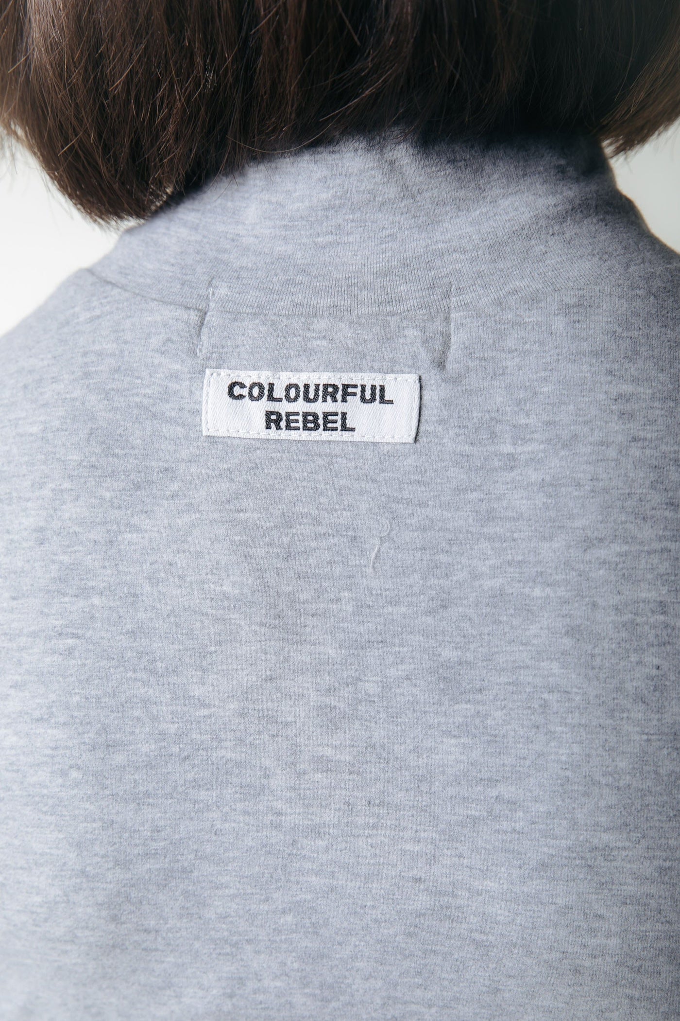 Colourful Rebel Uni Fitted Turtleneck Top | Medium grey melange 