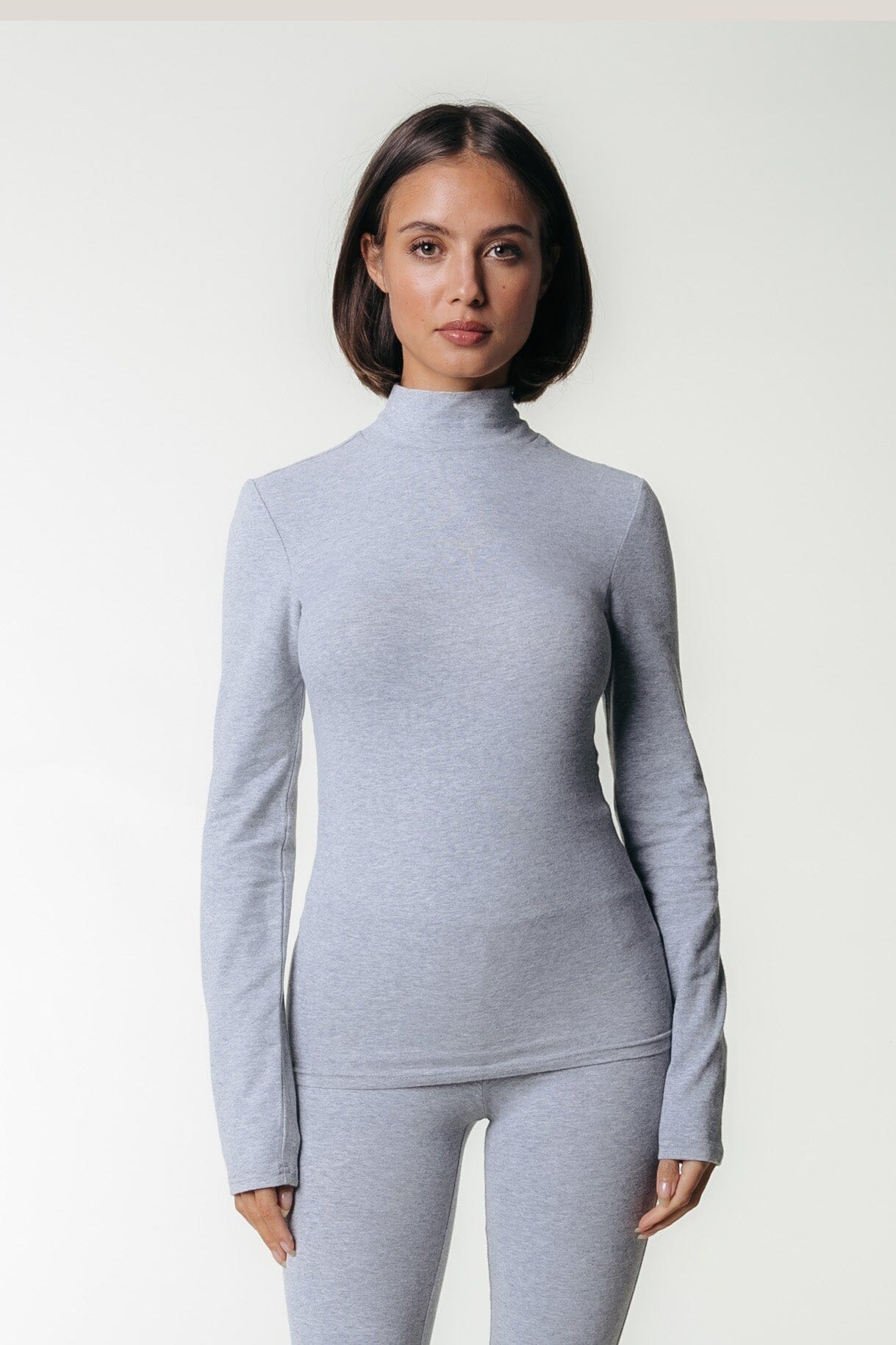 Colourful Rebel Uni Fitted Turtleneck Top | Medium grey melange 8720867049746