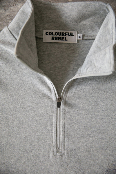 Colourful Rebel Uni Fitted Zip Top | Medium grey melange 