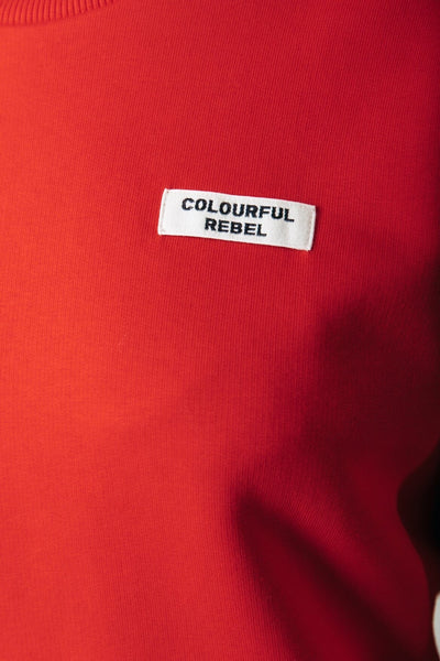 Colourful Rebel Uni Label Relaxed Sweat | Scarlet Red 