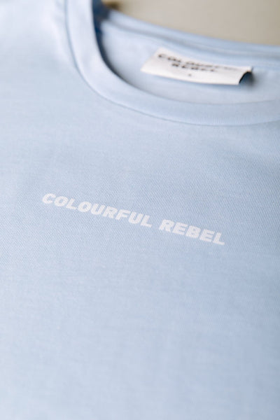 Colourful Rebel Uni Logo Boxy Tee | Light baby blue 