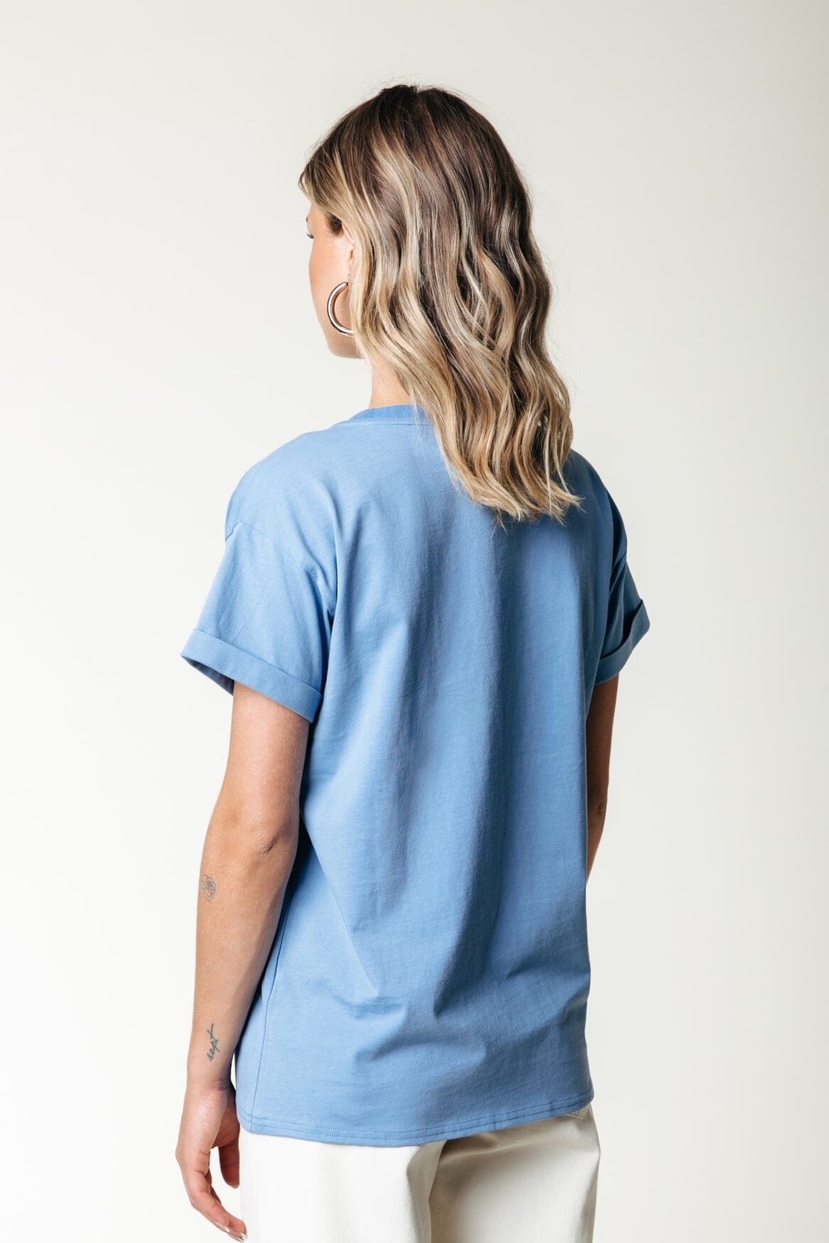 Colourful Rebel Uni Logo Boxy Tee | Light Grey Blue 