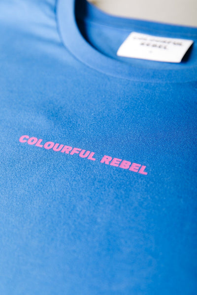 Colourful Rebel Uni Logo Boxy Tee | Med. Denim Blue 