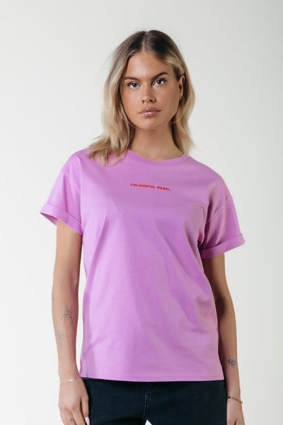 Colourful Rebel Uni Logo Boxy Tee | Medium Violet 8720867050469