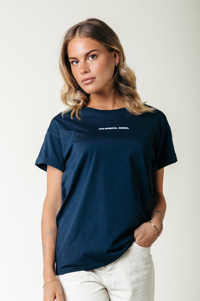 Colourful Rebel Uni Logo Boxy Tee | Navy 