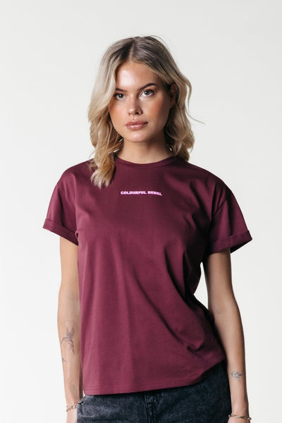 Colourful Rebel Uni Logo Boxy Tee | Port Red 8720867029083