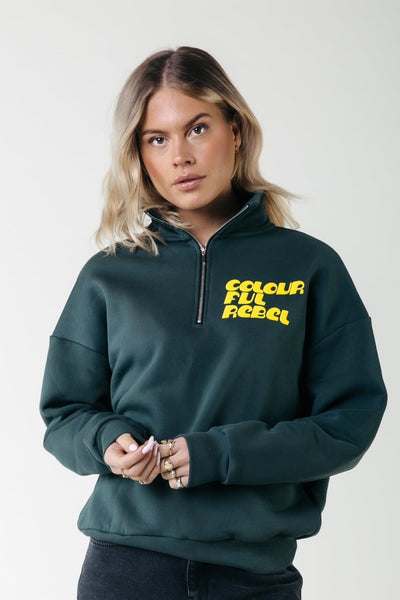 Colourful Rebel Uni Logo Zip Sweat | Green gables 8720867052661