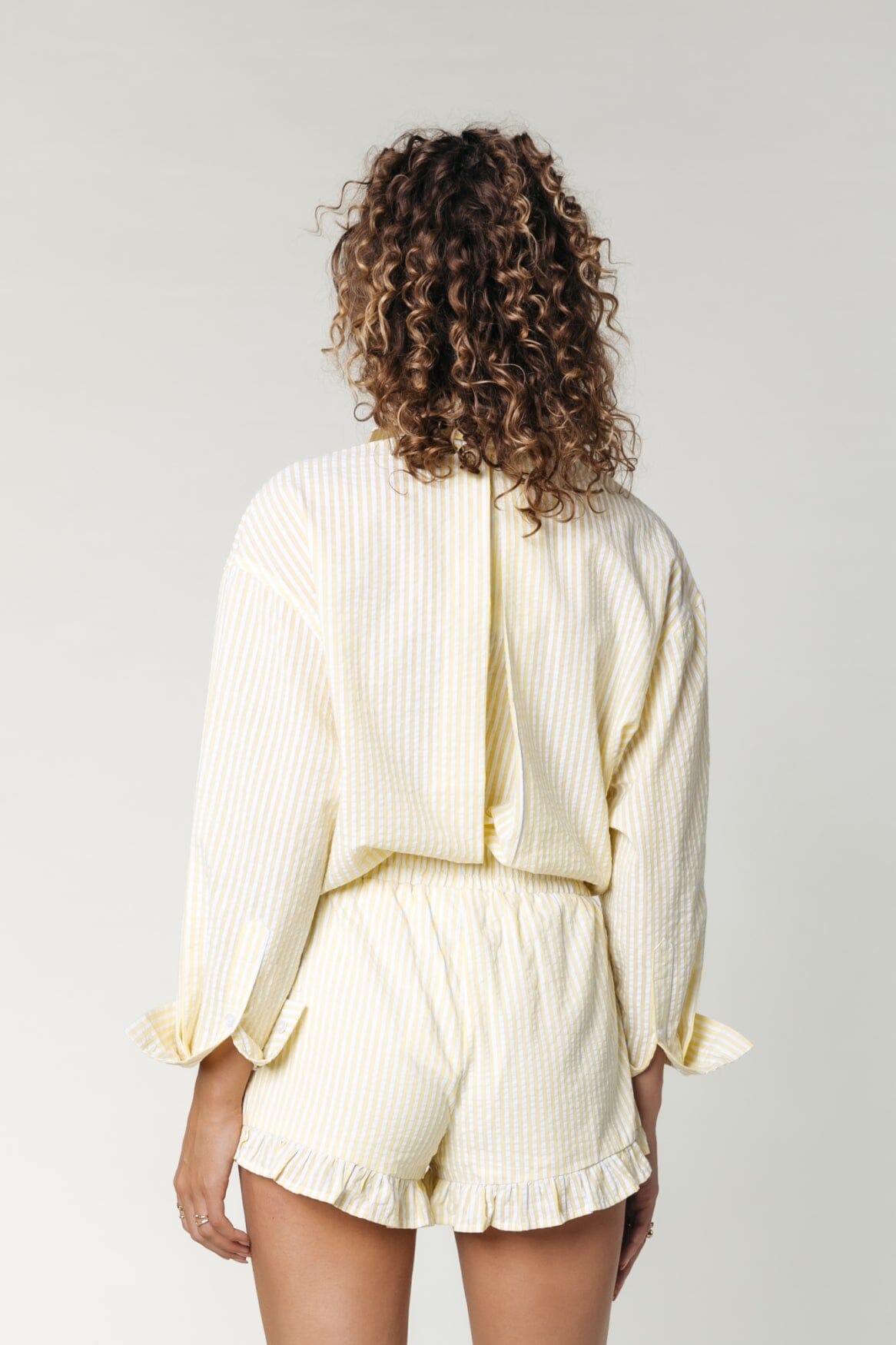 Colourful Rebel Vicky Striped Dropped Shoulder Blouse | Washed Yellow 