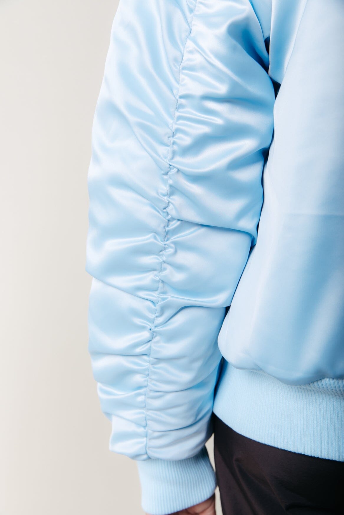 Colourful Rebel Vita Satin Bomber Jacket | Soft blue 