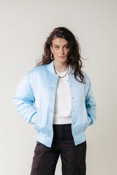 Colourful Rebel Vita Satin Bomber Jacket | Soft blue 8720867017448