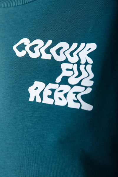 Colourful Rebel Wave Logo Sweat | Forest Green 