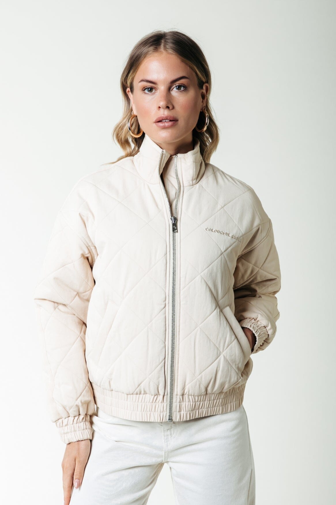 Colourful Rebel Weidy Quilted Jacket | Light sand 