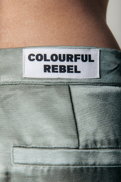 Colourful Rebel Wende Satin Low Waist Pants | Soft Green 