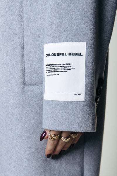 Colourful Rebel Zania Double Breasted Coat | Light grey melange 