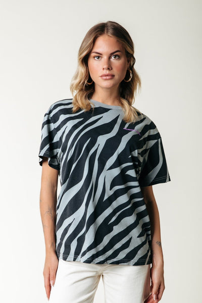 Colourful Rebel Zebra Acid Wash Loosefit Tee | Light grey 