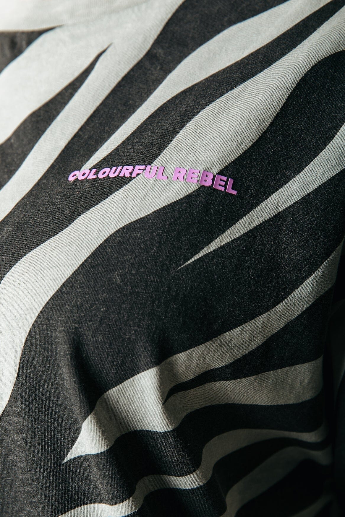 Colourful Rebel Zebra Acid Wash Loosefit Tee | Light grey 