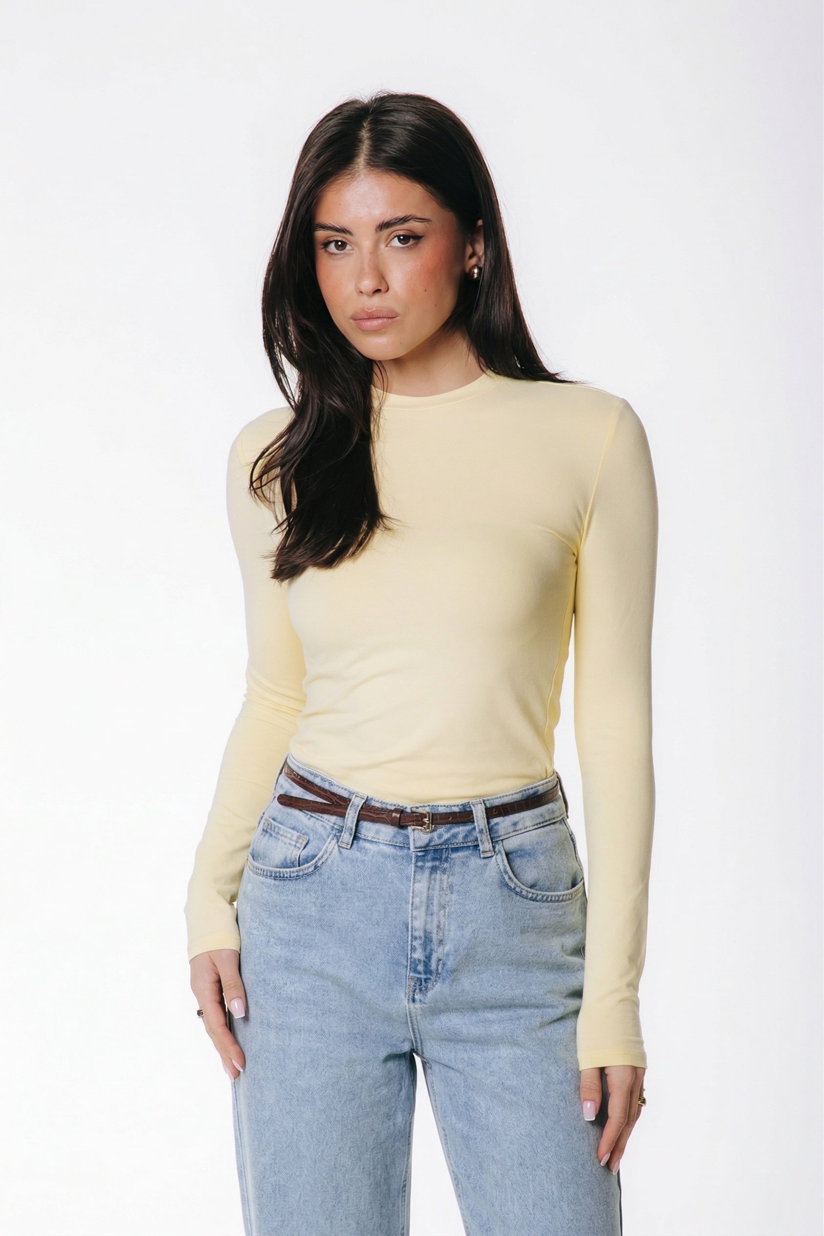 Fitted Longsleeve Top | Soft yellow