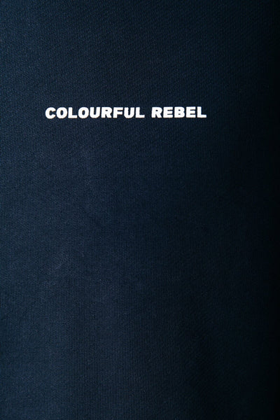 Colourful Rebel Abstract Relaxed Clean Hoodie | Navy